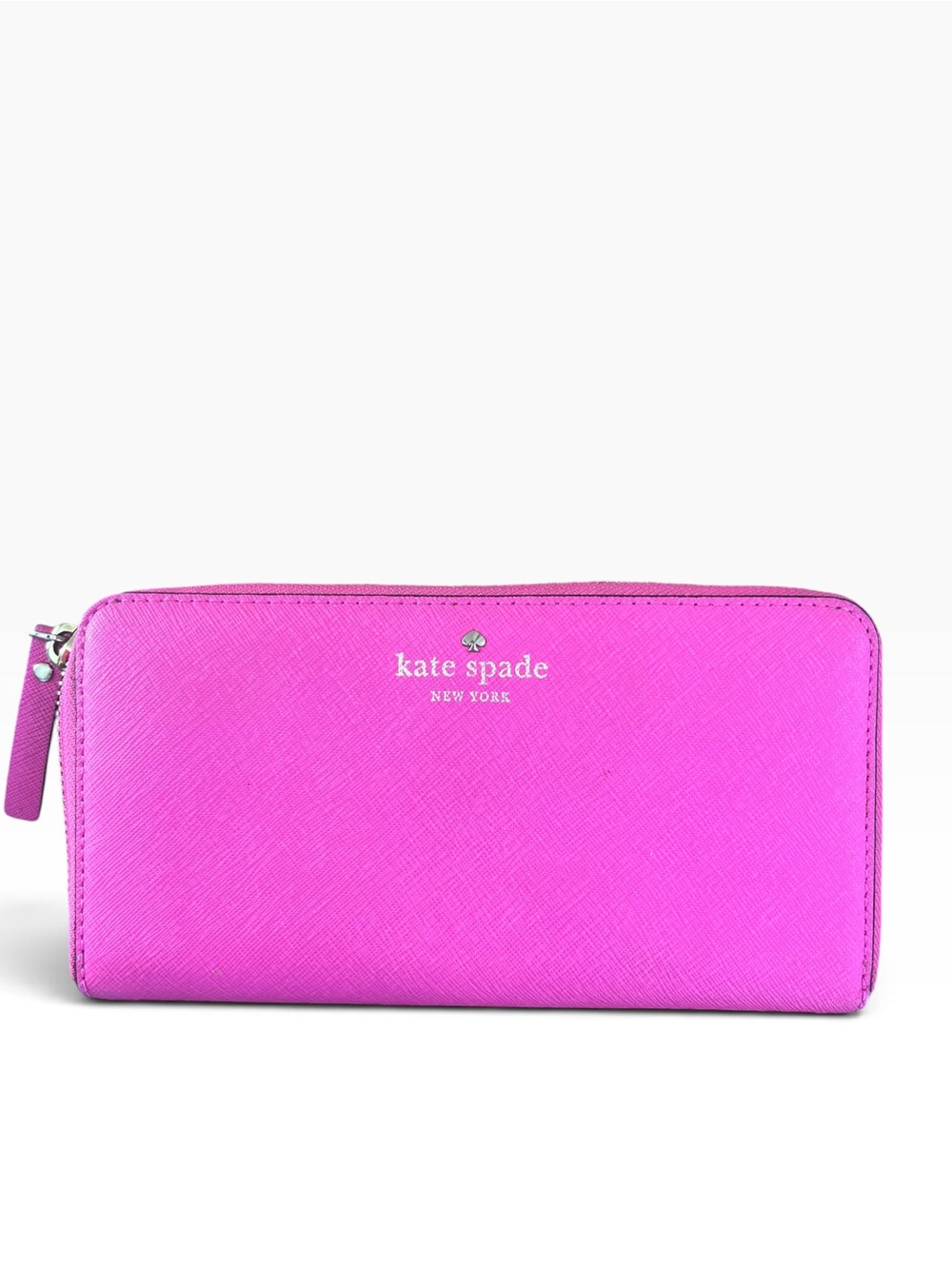 kate spade Bright Pink Zip-Around Saffiano Wallet